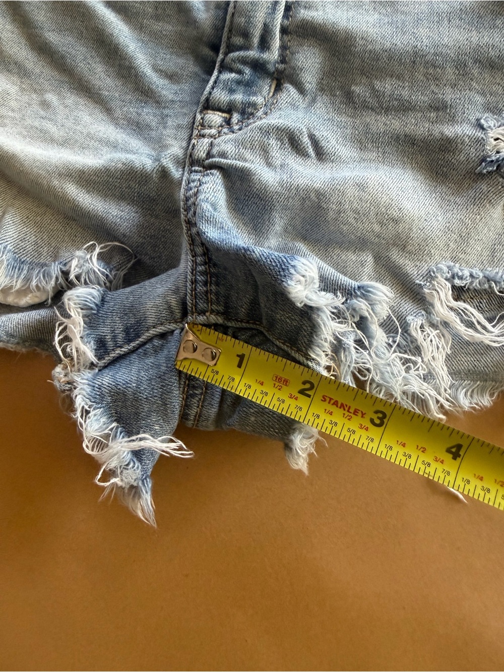 American Eagle Outfitters Light Blue Distressed Jean Shorts - Picture 3 of 5